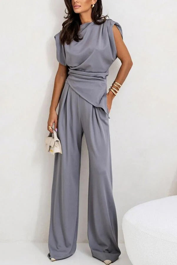 Completo due pezzi da donna con drappeggio – Fascino raffinato, stile elegante per le feste