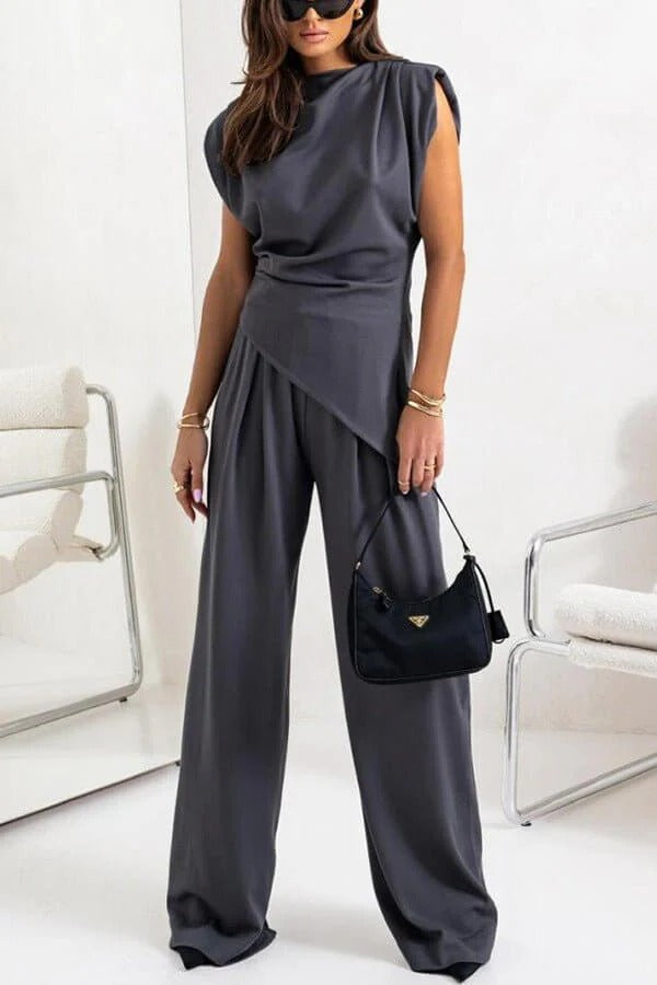 Completo due pezzi da donna con drappeggio – Fascino raffinato, stile elegante per le feste