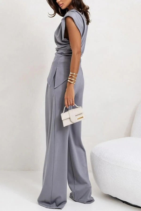 Completo due pezzi da donna con drappeggio – Fascino raffinato, stile elegante per le feste