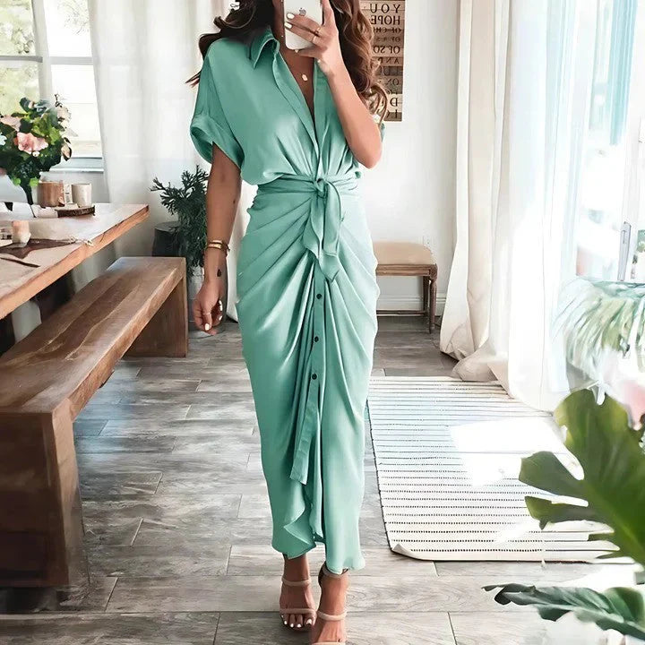 Abito midi drappeggiato da donna – Silhouette elegante e aderente