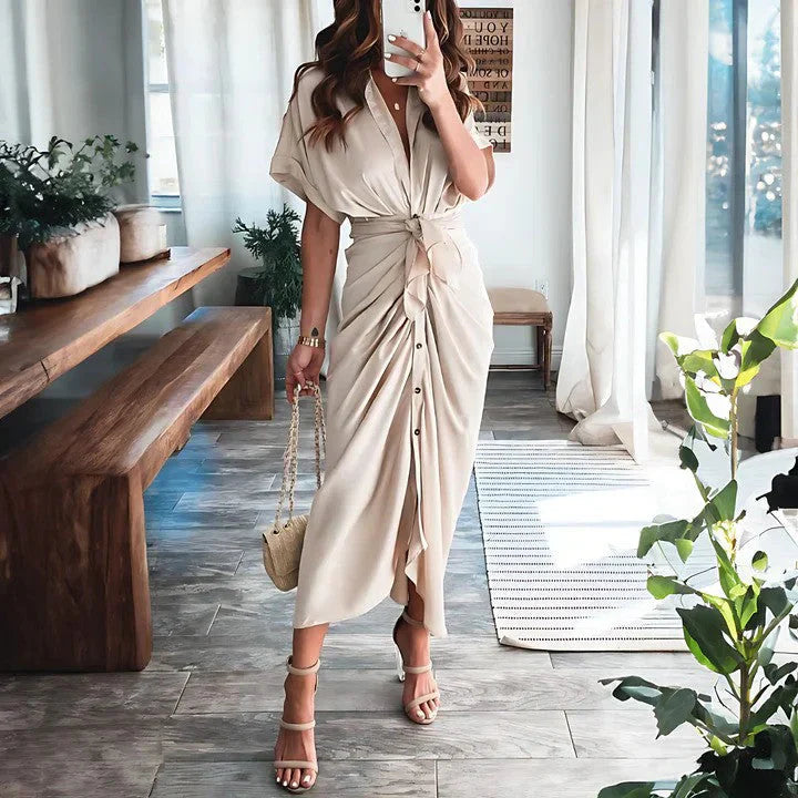 Abito midi drappeggiato da donna – Silhouette elegante e aderente