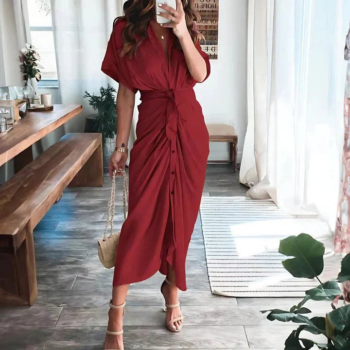 Abito midi drappeggiato da donna – Silhouette elegante e aderente