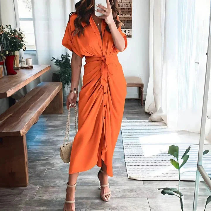Abito midi drappeggiato da donna – Silhouette elegante e aderente