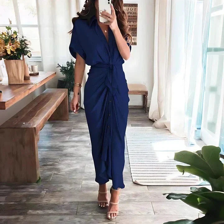 Abito midi drappeggiato da donna – Silhouette elegante e aderente