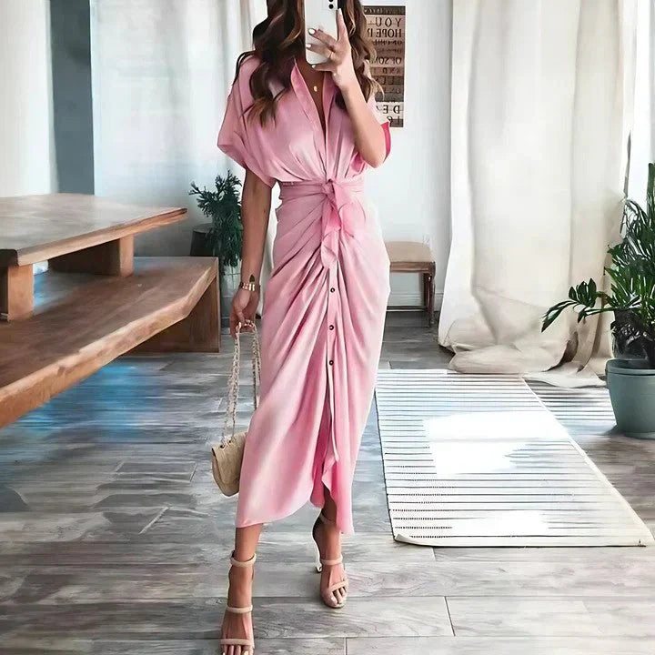 Abito midi drappeggiato da donna – Silhouette elegante e aderente