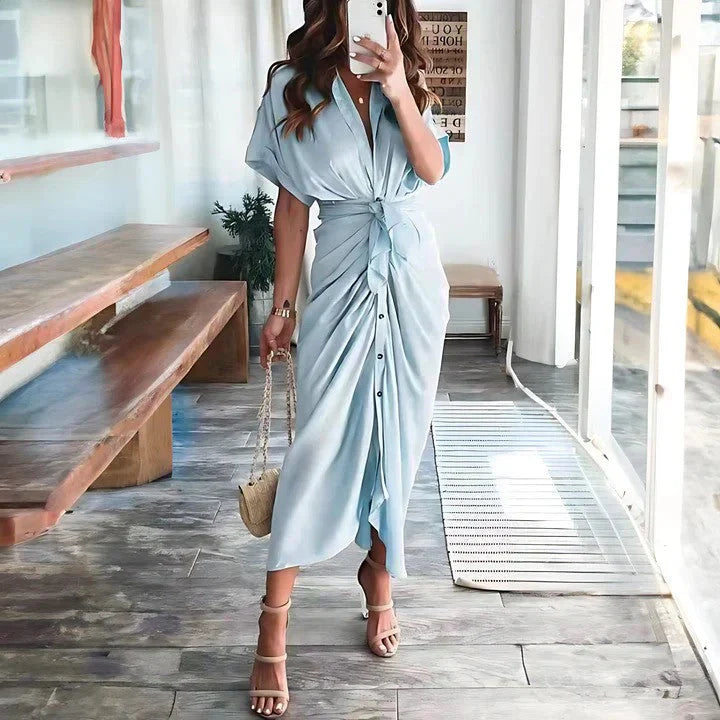Abito midi drappeggiato da donna – Silhouette elegante e aderente