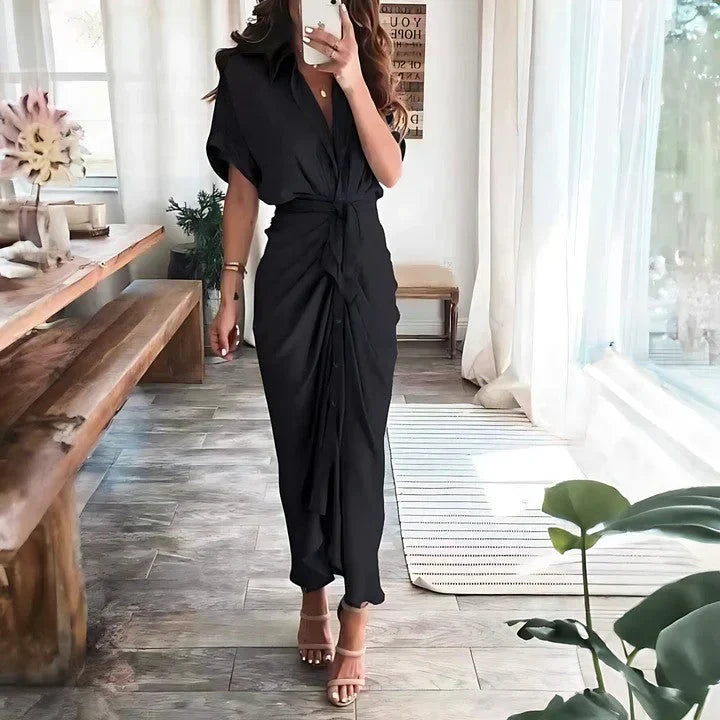Abito midi drappeggiato da donna – Silhouette elegante e aderente