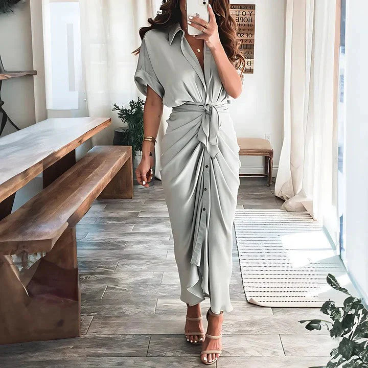 Abito midi drappeggiato da donna – Silhouette elegante e aderente