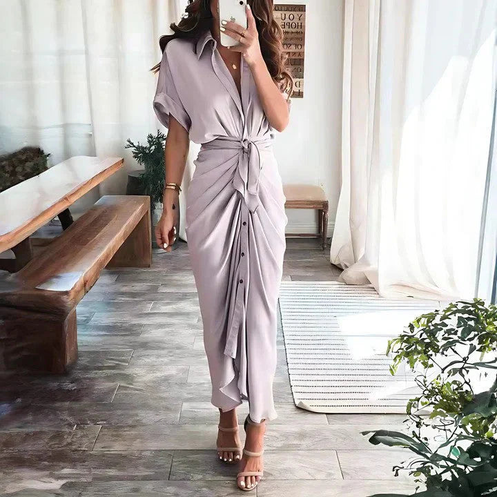 Abito midi drappeggiato da donna – Silhouette elegante e aderente