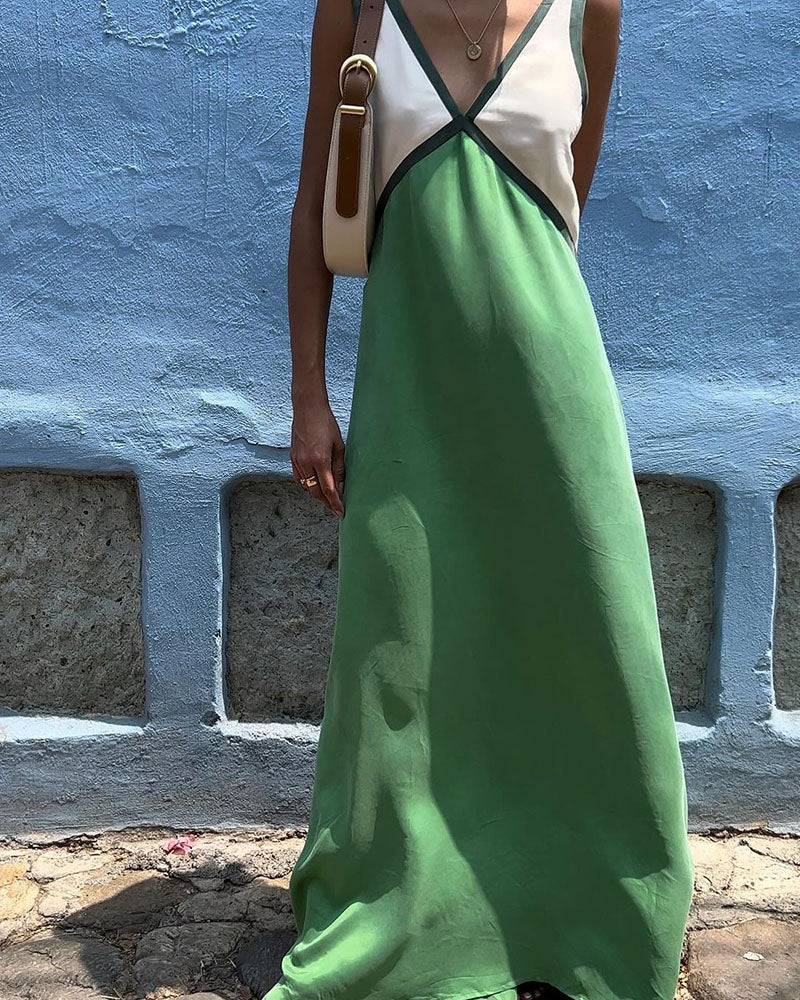 Abito lungo da donna con audaci contrasti – Elegante e svolazzante, perfetto per feste e serate eleganti