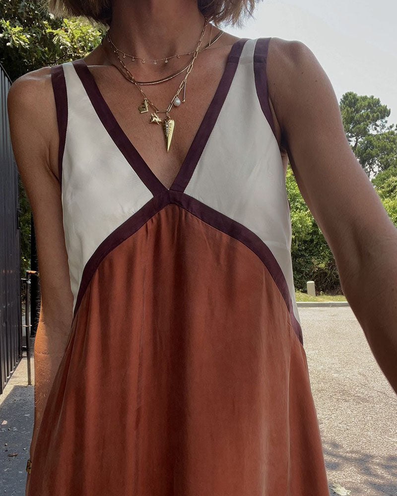 Abito lungo da donna con audaci contrasti – Elegante e svolazzante, perfetto per feste e serate eleganti