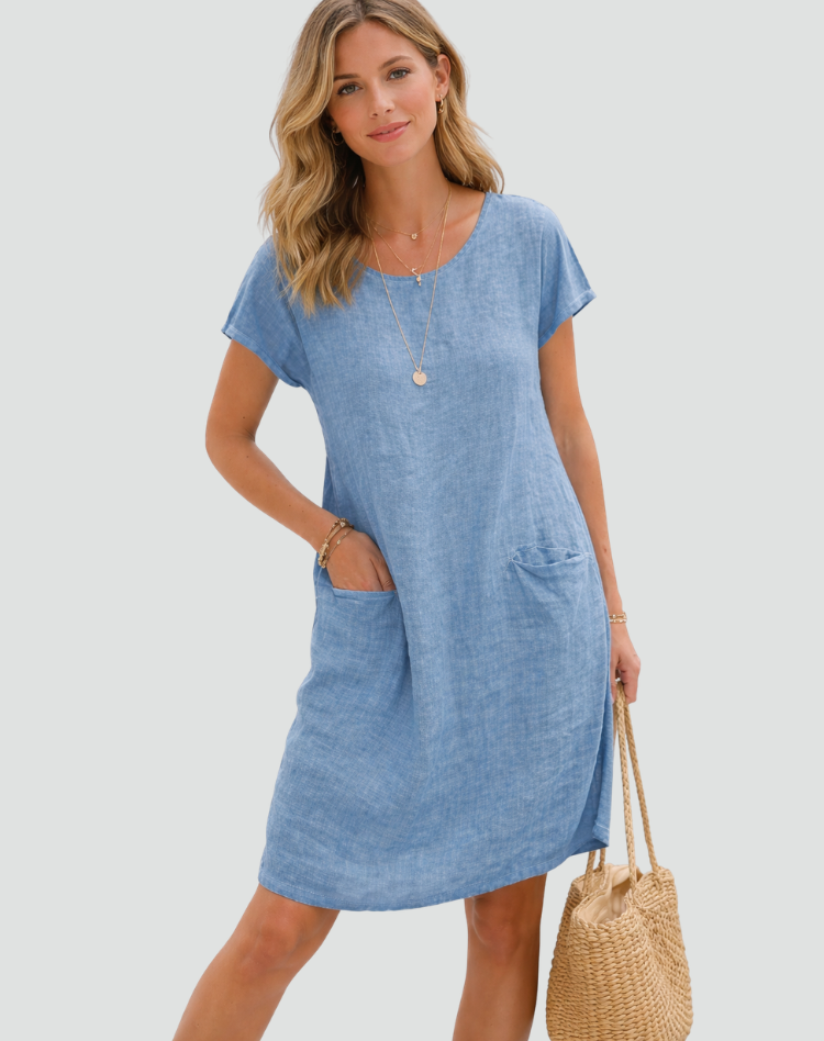 Mini abito da donna in lino con tasche - Leggero e disinvolto