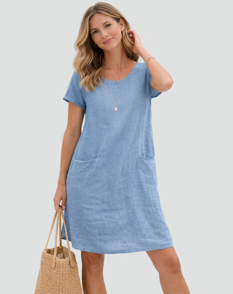 Mini abito da donna in lino con tasche - Leggero e disinvolto