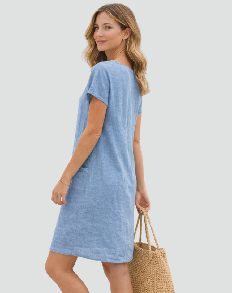 Mini abito da donna in lino con tasche - Leggero e disinvolto
