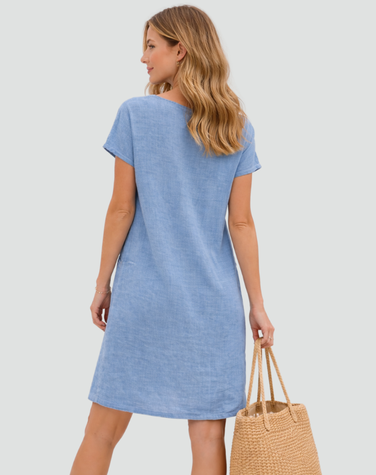 Mini abito da donna in lino con tasche - Leggero e disinvolto