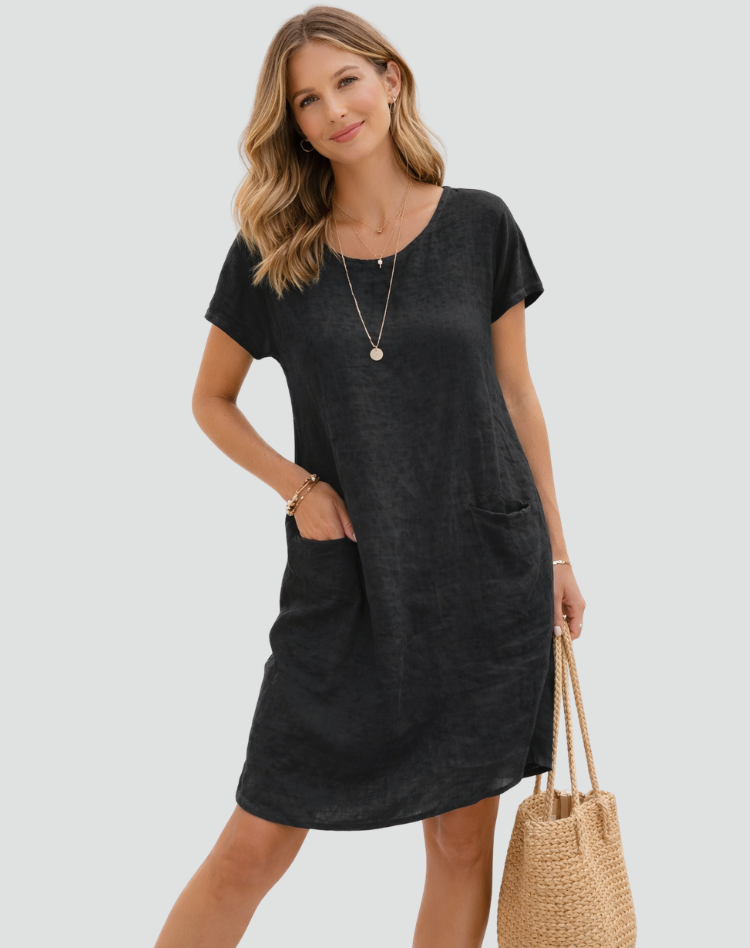 Mini abito da donna in lino con tasche - Leggero e disinvolto