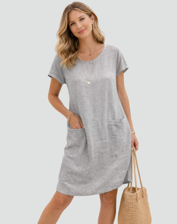 Mini abito da donna in lino con tasche - Leggero e disinvolto