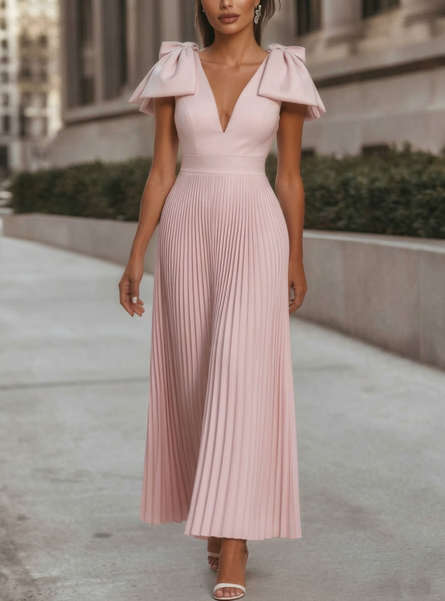Abito in chiffon a trapezio – Eleganza femminile con fiocco delicato