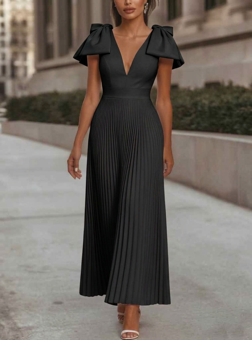 Abito in chiffon a trapezio – Eleganza femminile con fiocco delicato