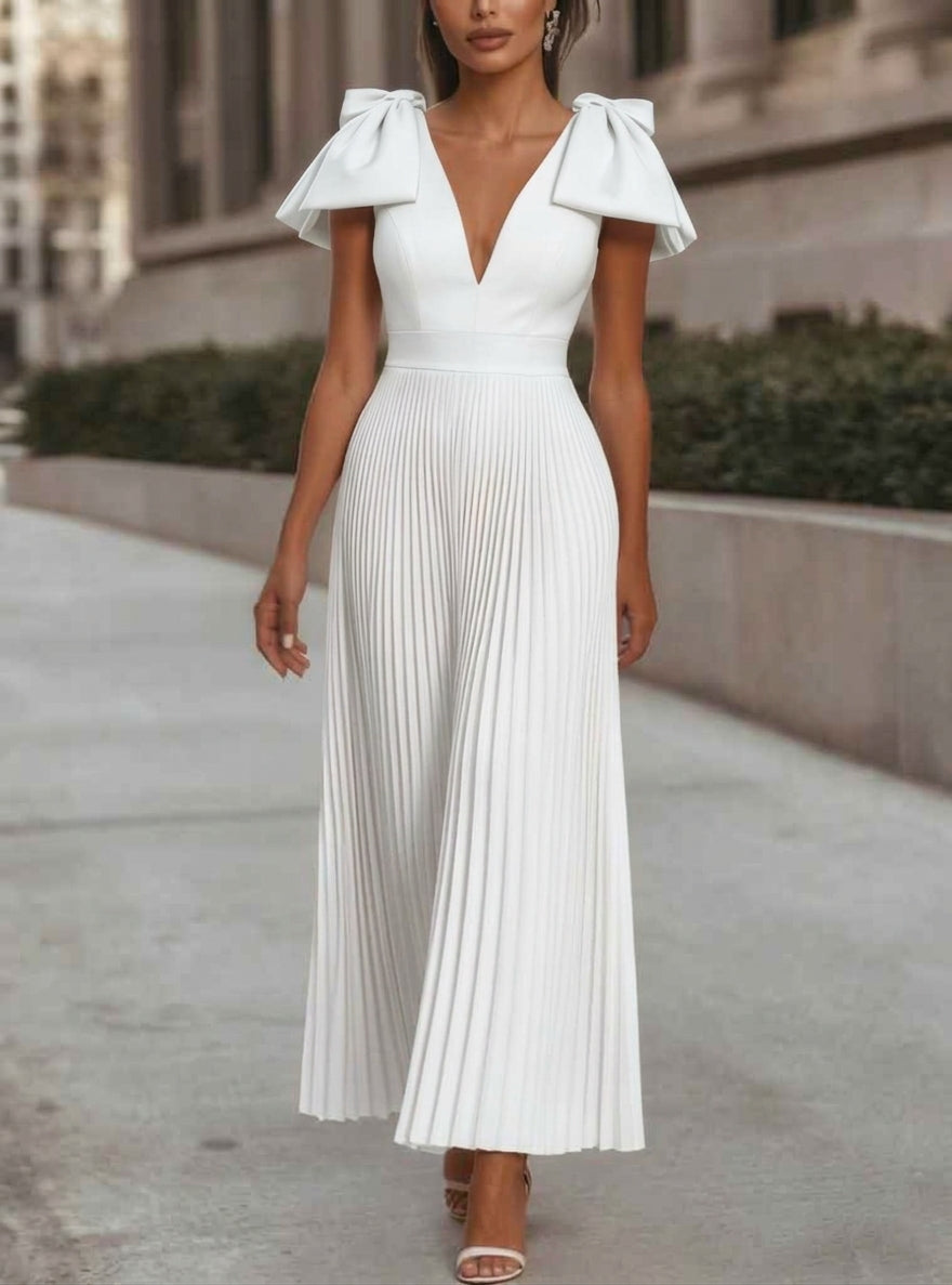 Abito in chiffon a trapezio – Eleganza femminile con fiocco delicato