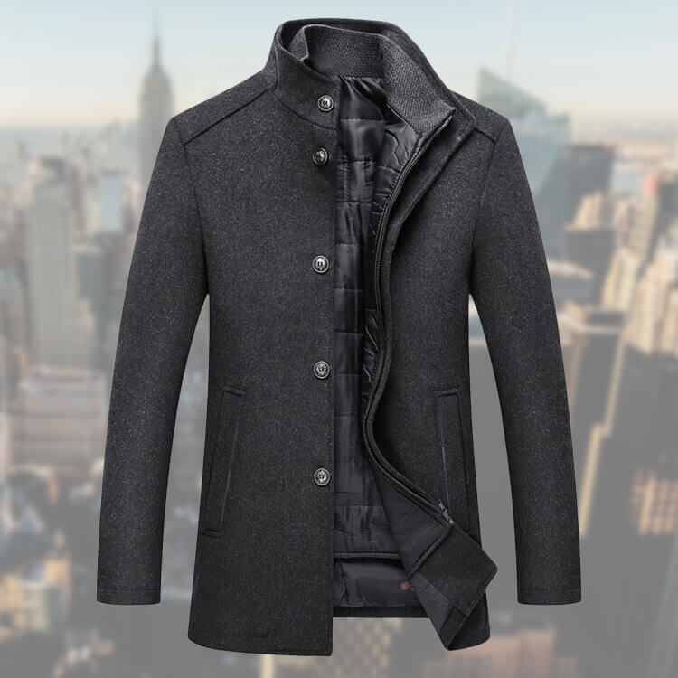 Cappotto invernale da uomo in misto lana con gilet staccabile – Soprabito di media lunghezza