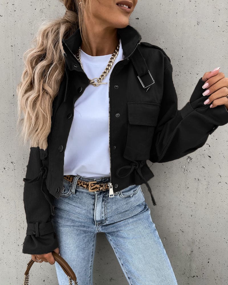 Giacca tattica elegante da donna - Cappotto corto e comodo con bottoni