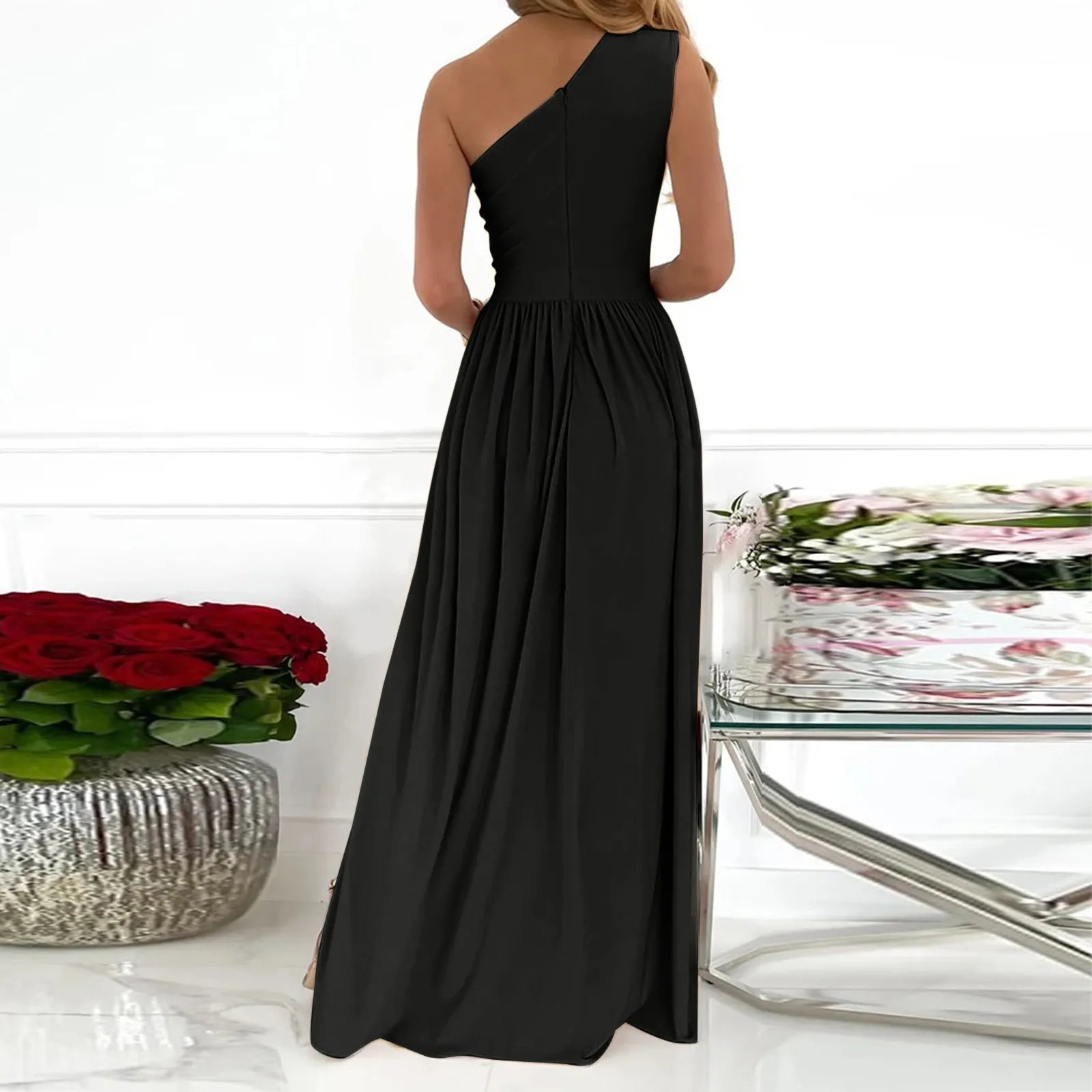 Abito elegante monospalla da donna – Vestito raffinato da occasione