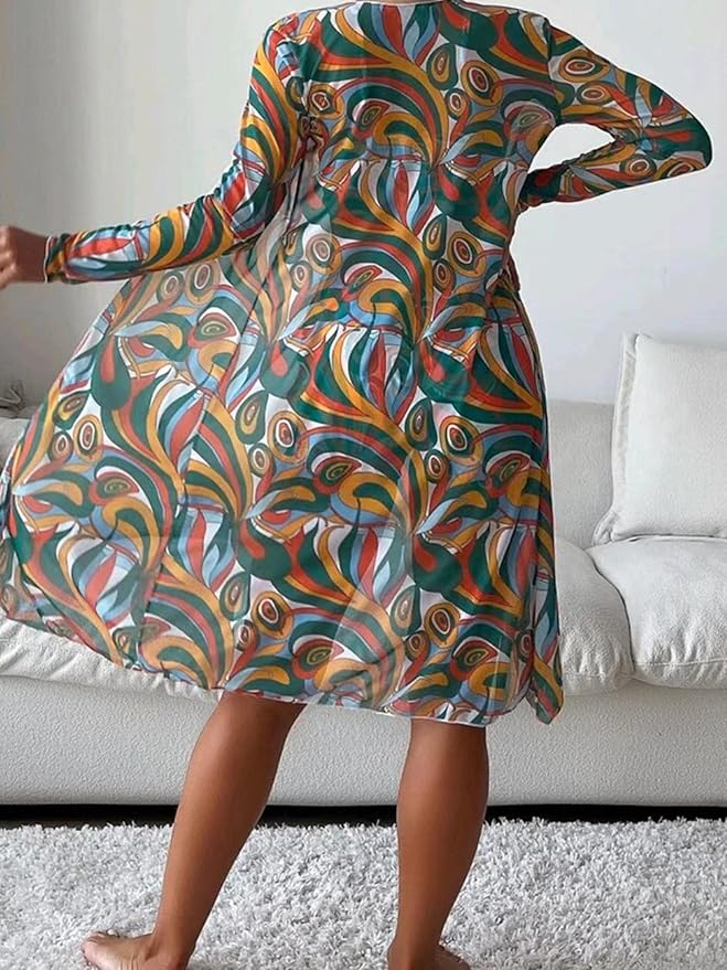 Costume da bagno da donna tre pezzi con copricostume stampato - Tendenza ed estivo