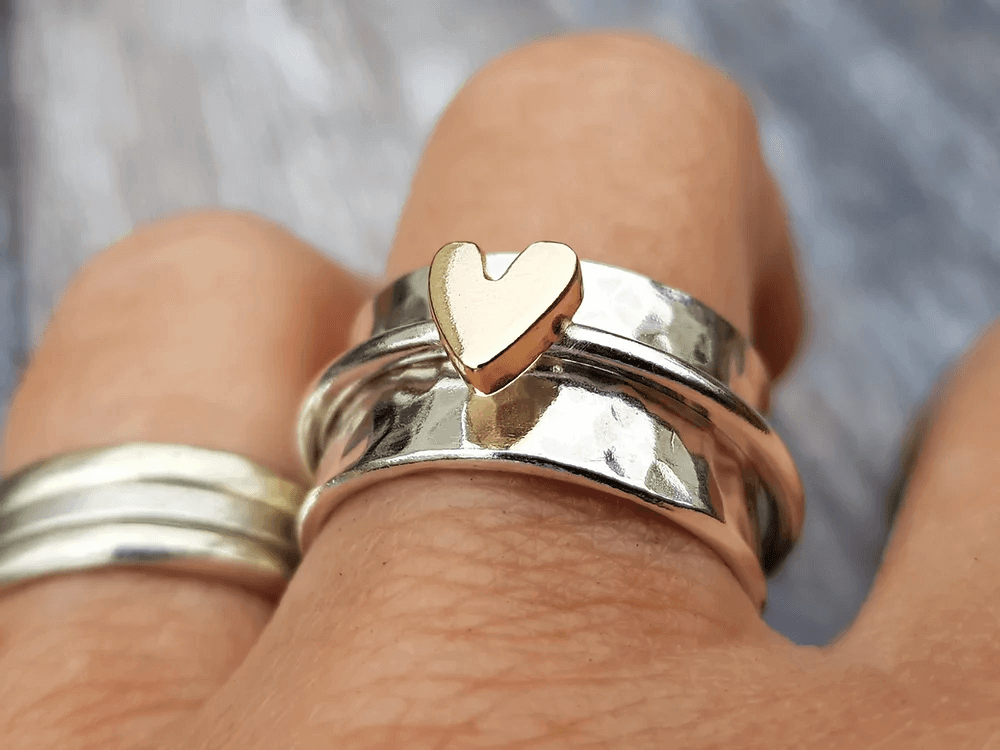 Anello Cuore Oro e Argento Donna Lusso – Stile Elegante Raffinato e Luminoso.