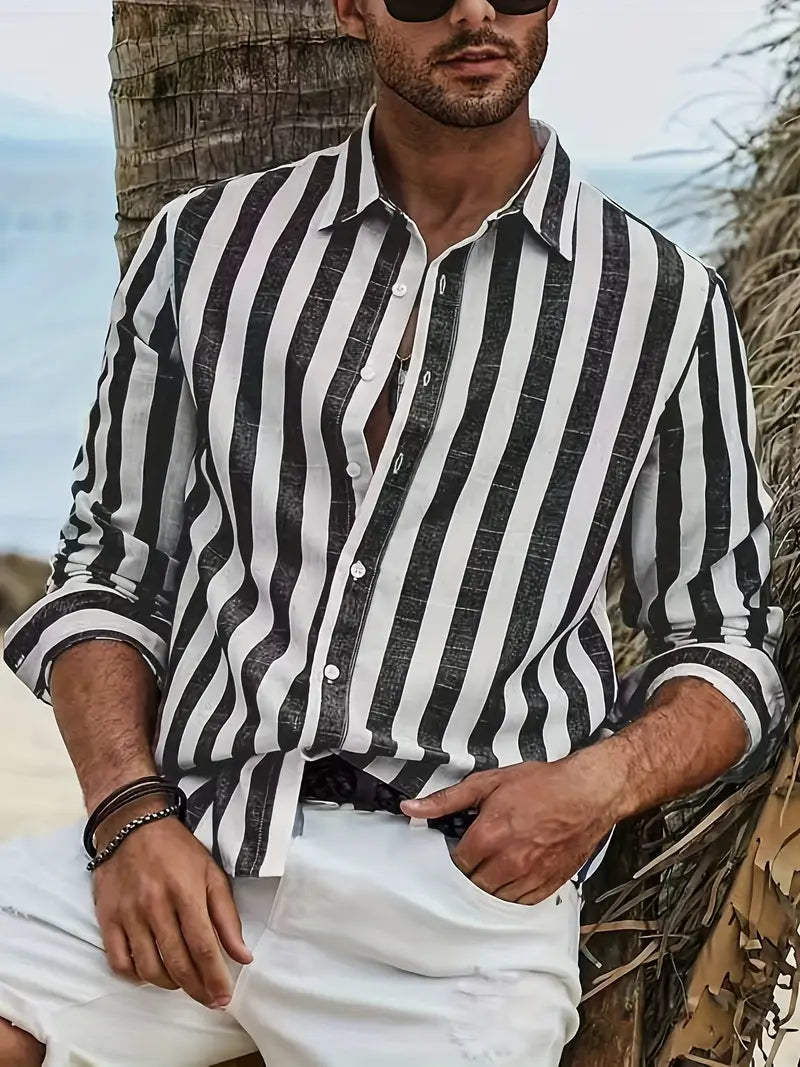 Camicia casual a righe da uomo - Leggera e versatile