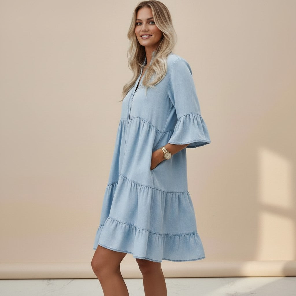 Abito corto in denim da donna – Leggero e casual