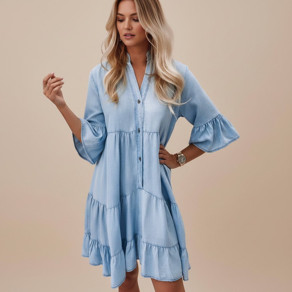 Abito midi in denim da donna – Leggero, fluido e casual chic