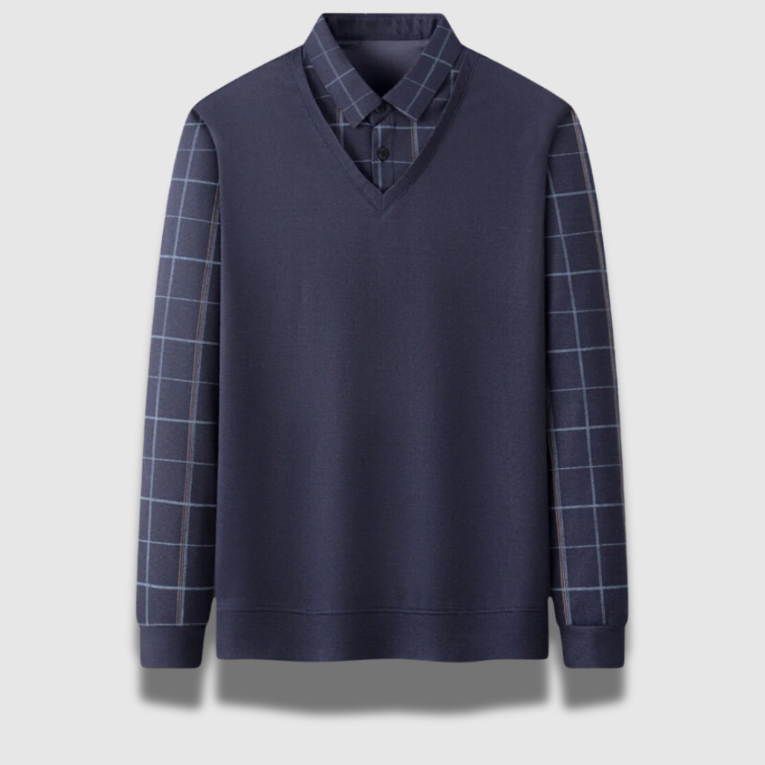 Maglione da uomo con camicia a quadri di alta qualità
