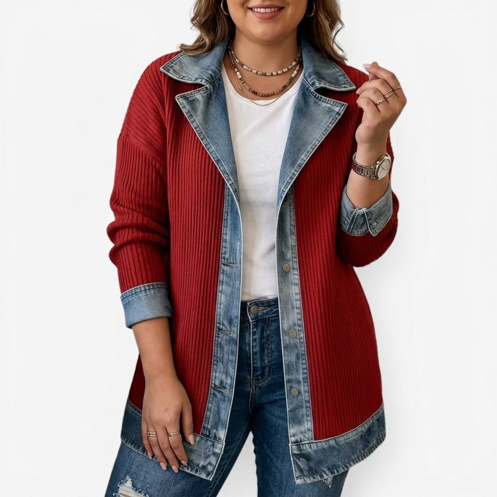 Giacca donna in maglia indaco - Morbida e casual