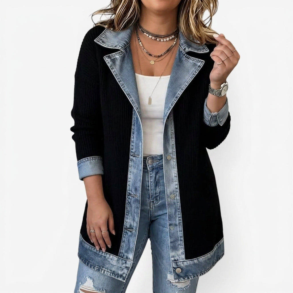 Giacca donna in maglia indaco - Morbida e casual