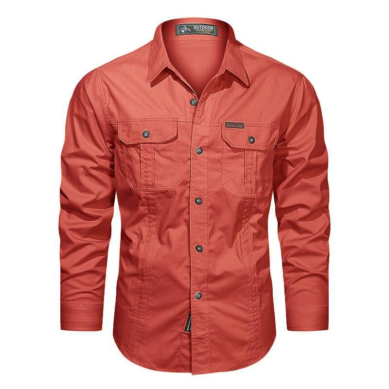Camicia da uomo per attività all'aperto – Modello elegante e resistente con bottoni e tasche sul petto