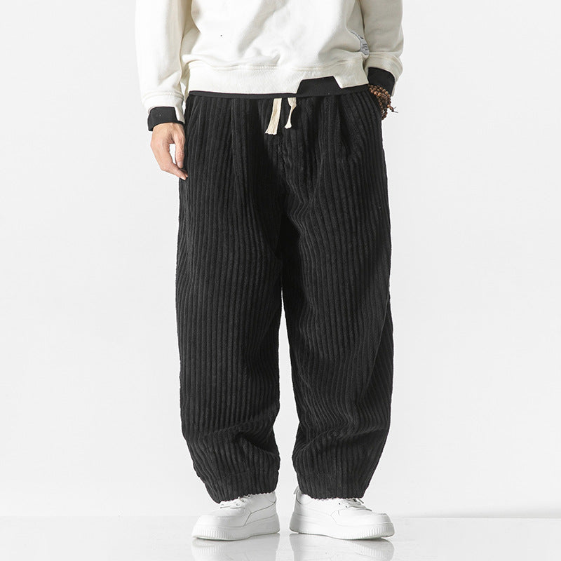 Pantaloni comodi in velluto a coste da uomo – Elastico in vita con tasche