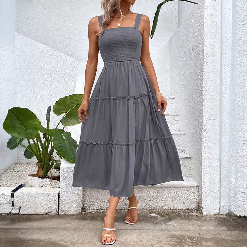 Abito estivo con balza vintage e schiena scoperta – Vestito fluido da donna