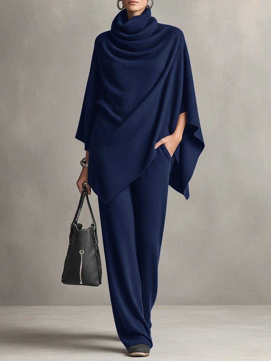 Elegante completo drappeggiato in due pezzi per donna – Elegante abito coordinato