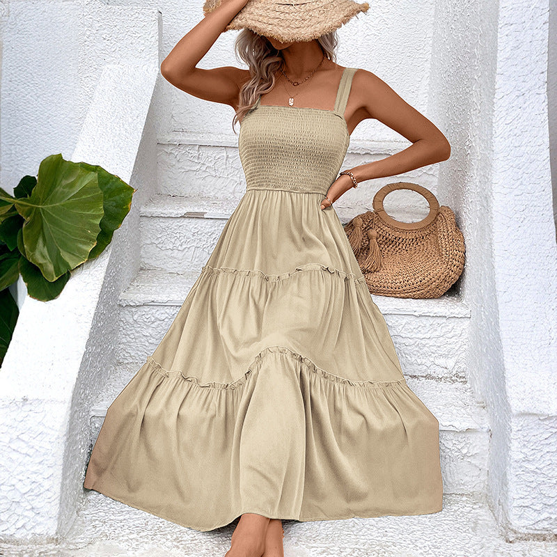 Abito estivo con balza vintage e schiena scoperta – Vestito fluido da donna