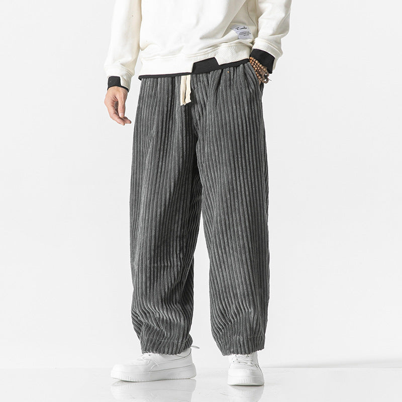 Pantaloni comodi in velluto a coste da uomo – Elastico in vita con tasche