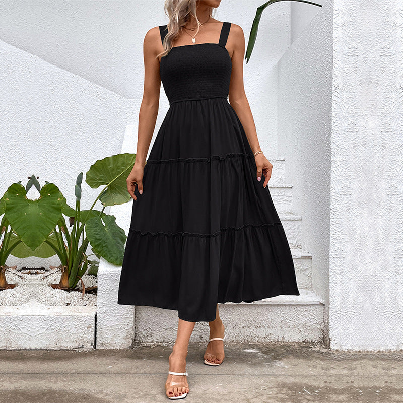 Abito estivo con balza vintage e schiena scoperta – Vestito fluido da donna
