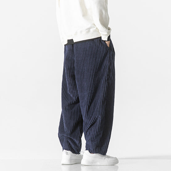 Pantaloni comodi in velluto a coste da uomo – Elastico in vita con tasche
