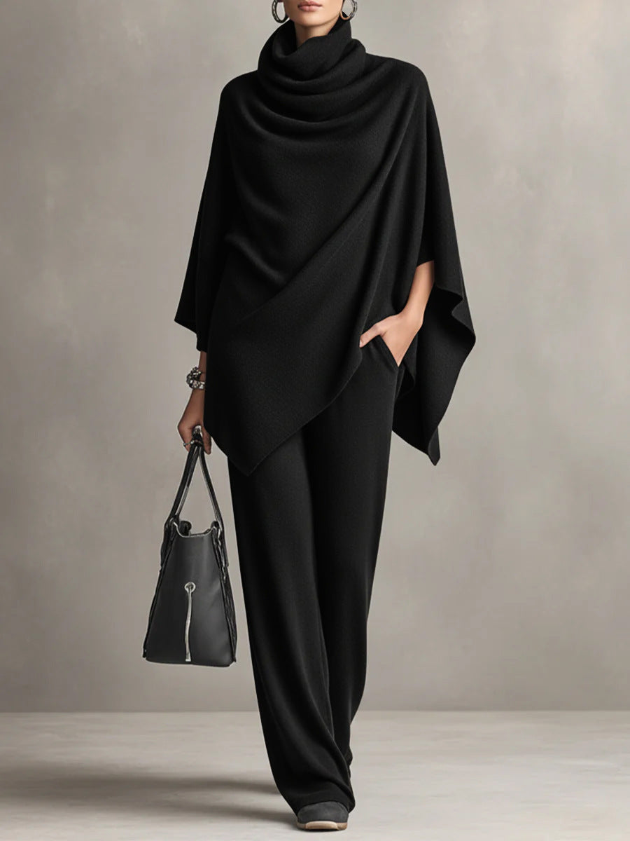 Elegante completo drappeggiato in due pezzi per donna – Elegante abito coordinato