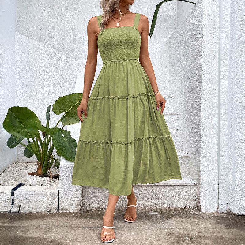 Abito estivo con balza vintage e schiena scoperta – Vestito fluido da donna