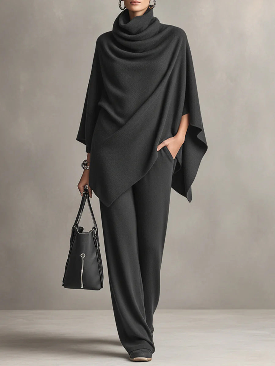 Elegante completo drappeggiato in due pezzi per donna – Elegante abito coordinato