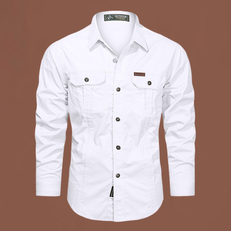 Camicia da uomo per attività all'aperto – Modello elegante e resistente con bottoni e tasche sul petto