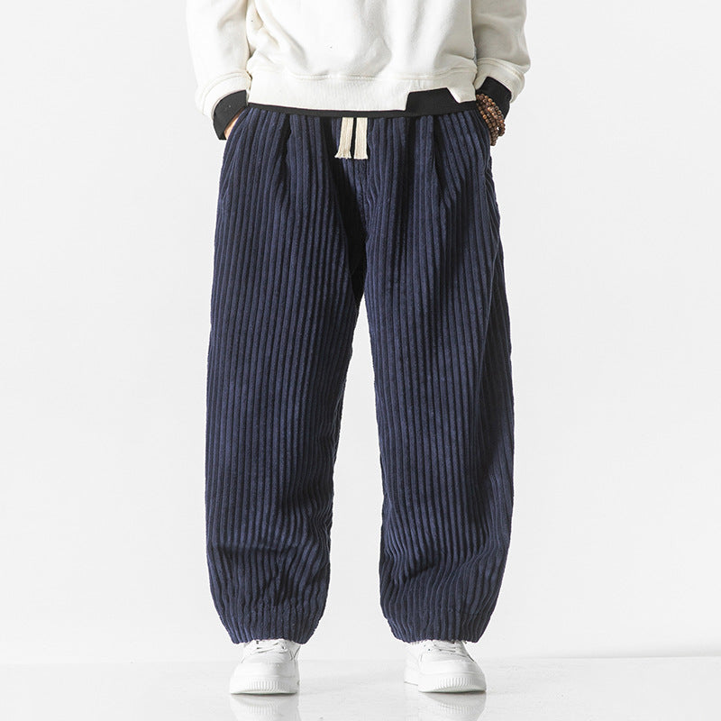 Pantaloni comodi in velluto a coste da uomo – Elastico in vita con tasche