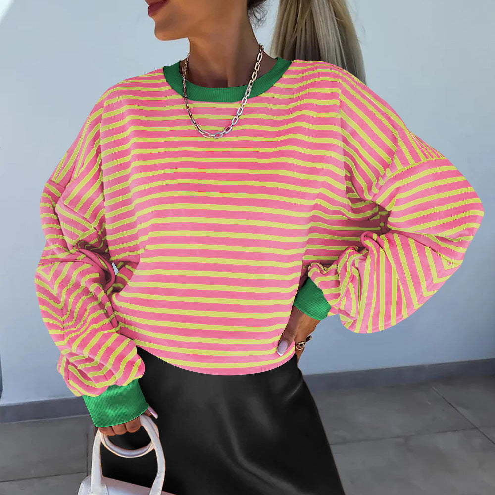 Felpa donna a righe dal taglio boxy – Casual e di tendenza