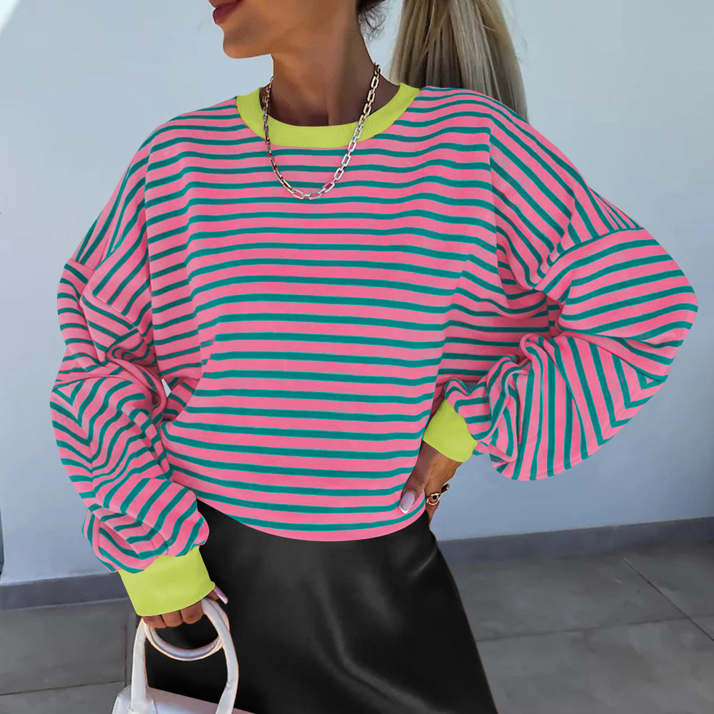 Felpa donna a righe dal taglio boxy – Casual e di tendenza